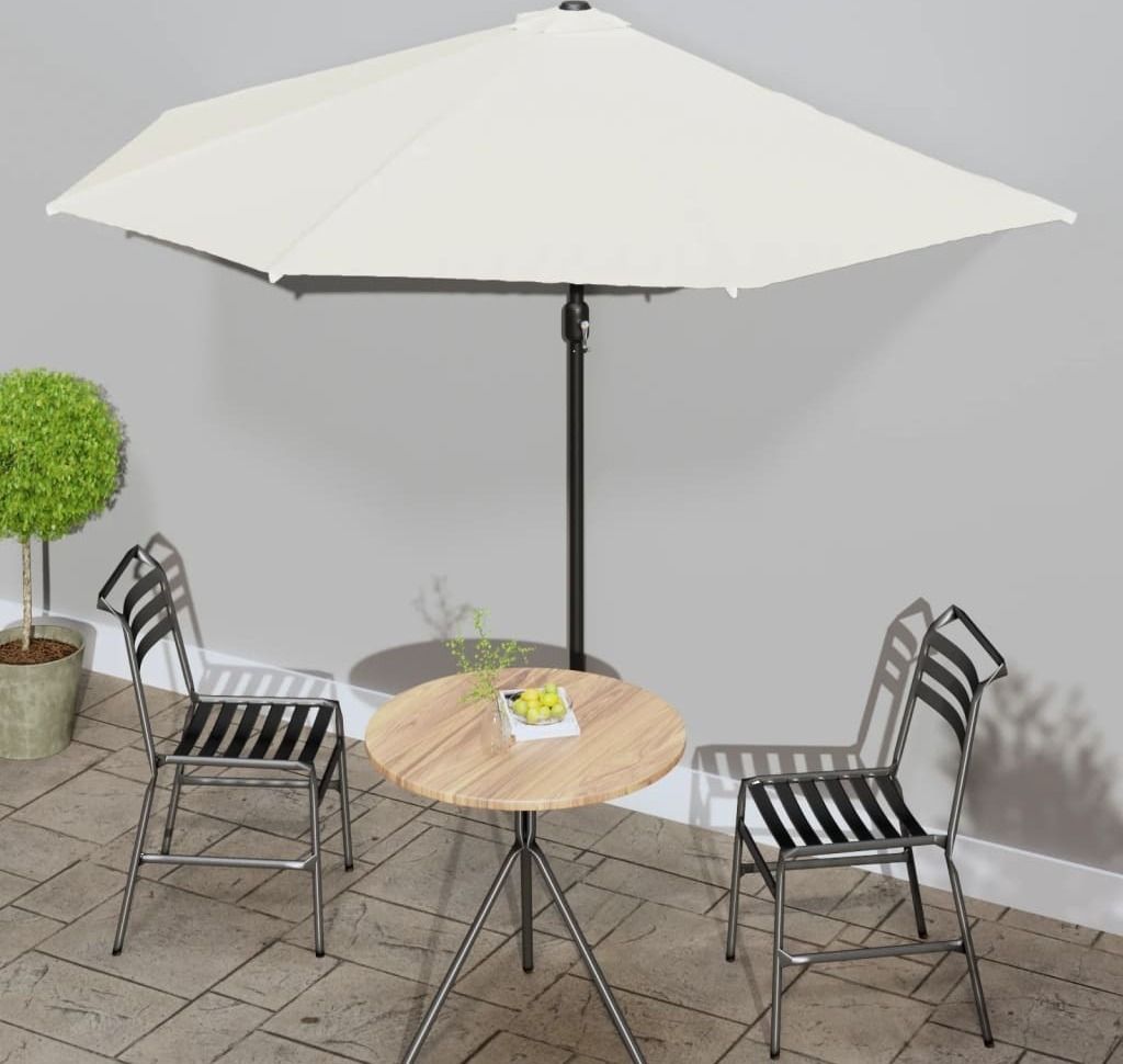 The Living Store Balkon-Sonnenschirm mit Alu-Mast Sandfarben 300x155 cm Halbrund