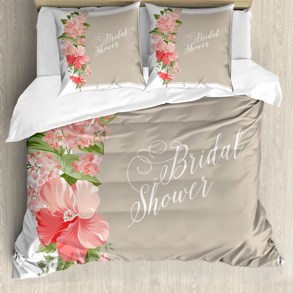 Housse de couette hypoallergénique 200 x 200 motif fleur beige