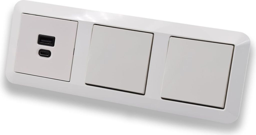 EBROM USB-C und USB-A Unterputz Steckdose/Lader, 45+15 Watt Leistung, Schnellladefunktion für Wearables, Smartphones Tablets + 2 Stück Merten Wip...