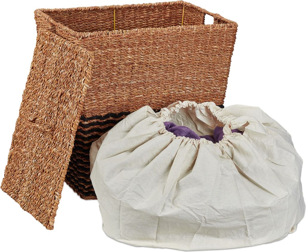 Cesto Portabiancheria In Corda Di Cotone 48L | Colore Cachi, Ecologico Con Maniglie | Cesto Portaoggetti Per Biancheria, Giocattoli, Coperte | Organizer Per Casa Boho