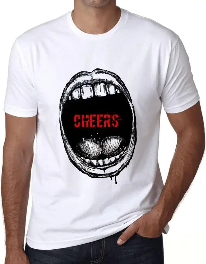Herren Grafik T-Shirt Mundausdrücke Beifall – Mouth Expressions Cheers – Öko-Verantwortlich Vintage Jahrgang Kurzarm Lustige Druck Geburtstag...