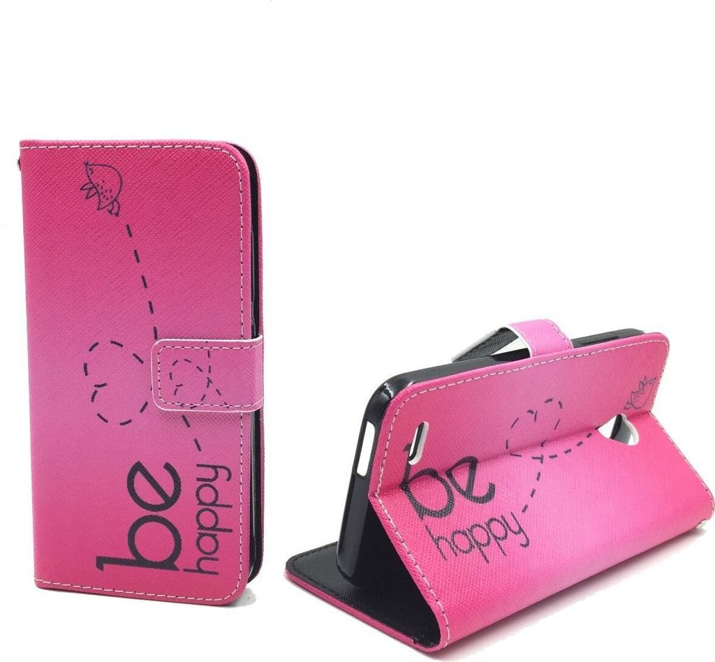 Handyhülle Tasche für Handy Vodafone Smart Prime 6 Be Happy Pink