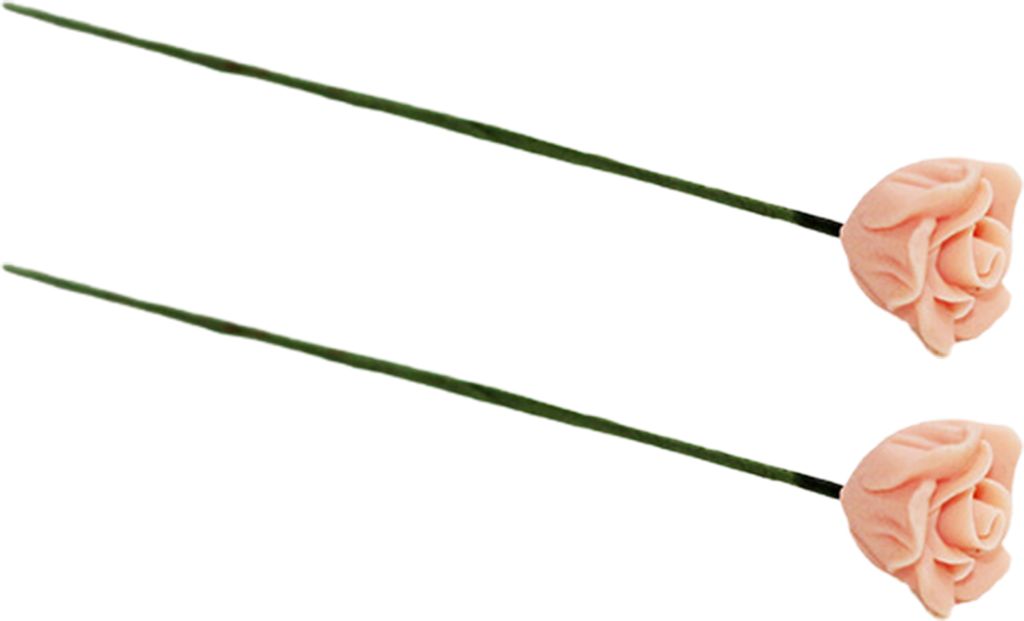 2pcs Dollhouse Blume Kompakt detaillierte Harzpuppenhaus Miniatur Rose zur Dekoration-Aprikose