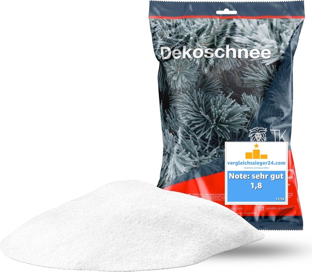 Kunstschnee täuschend echt & weich - ca. 1000 ml fluffiger Schnee - glitzernder Streuschnee Dekoschnee als Deko Dekoration an Weihnachten