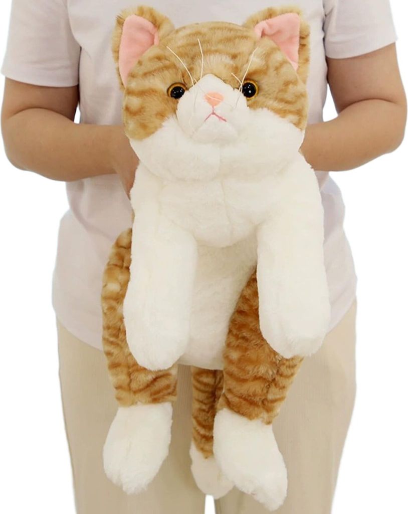Beschwerte Stofftiere für Katzen, realistische liegende Katze, mit Baumwolle gefülltes Plüsch, weich und hautfreundlich, kuscheliges falsches K...