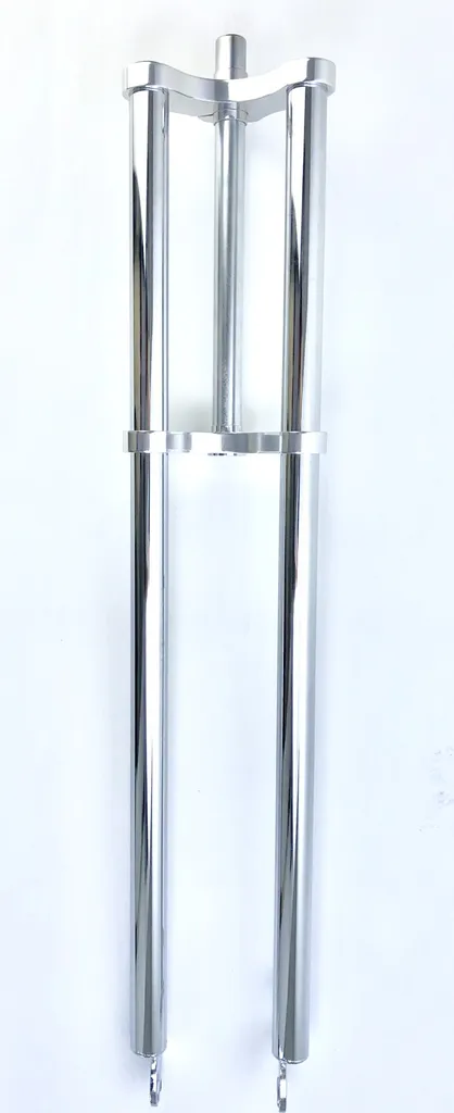 Fourche à double pont tige longue offset 840 mm chromée pour vélo custom