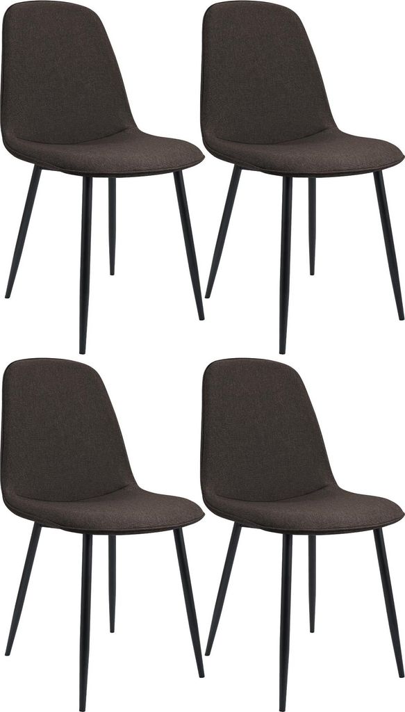 CLP 4er Set Esszimmerstuhl Maryam gepolstert mit Rückenlehne Farbe braun Material Stoff