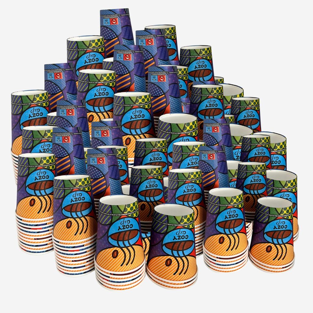 Intertan 600 Kaffeebecher To Go Pappe 240ml Design COZY CUPS Pappbecher Einweg für Kaffee & Tee - Einwegbecher für Heißgetränke bis 95°C und K...