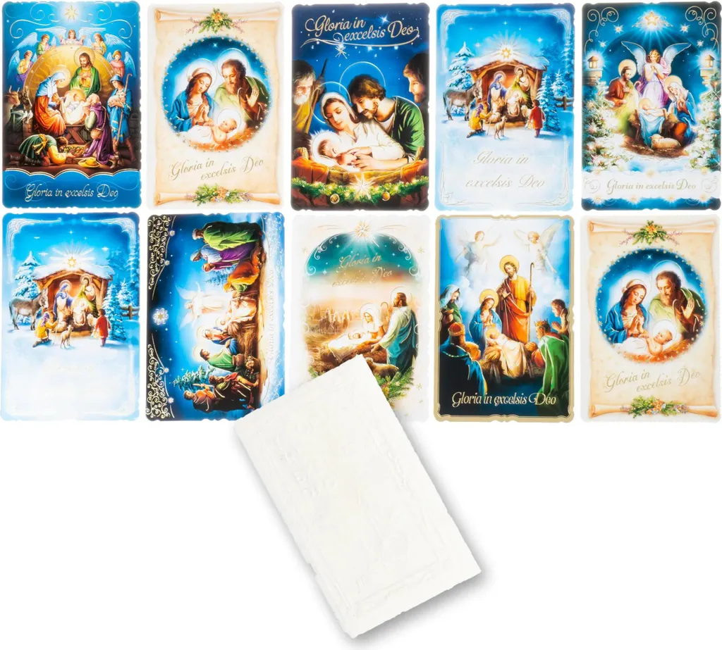 Cartes de Noël gaufrées et dorées B6 - 10 unités avec motifs assortis