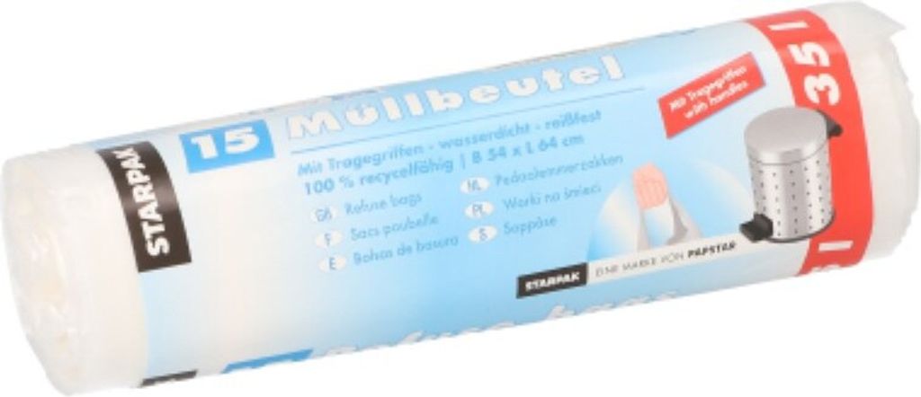Papstar 12077, 35 l, Transparent, Hart-Polyethylen (HDPE), Produktbild 