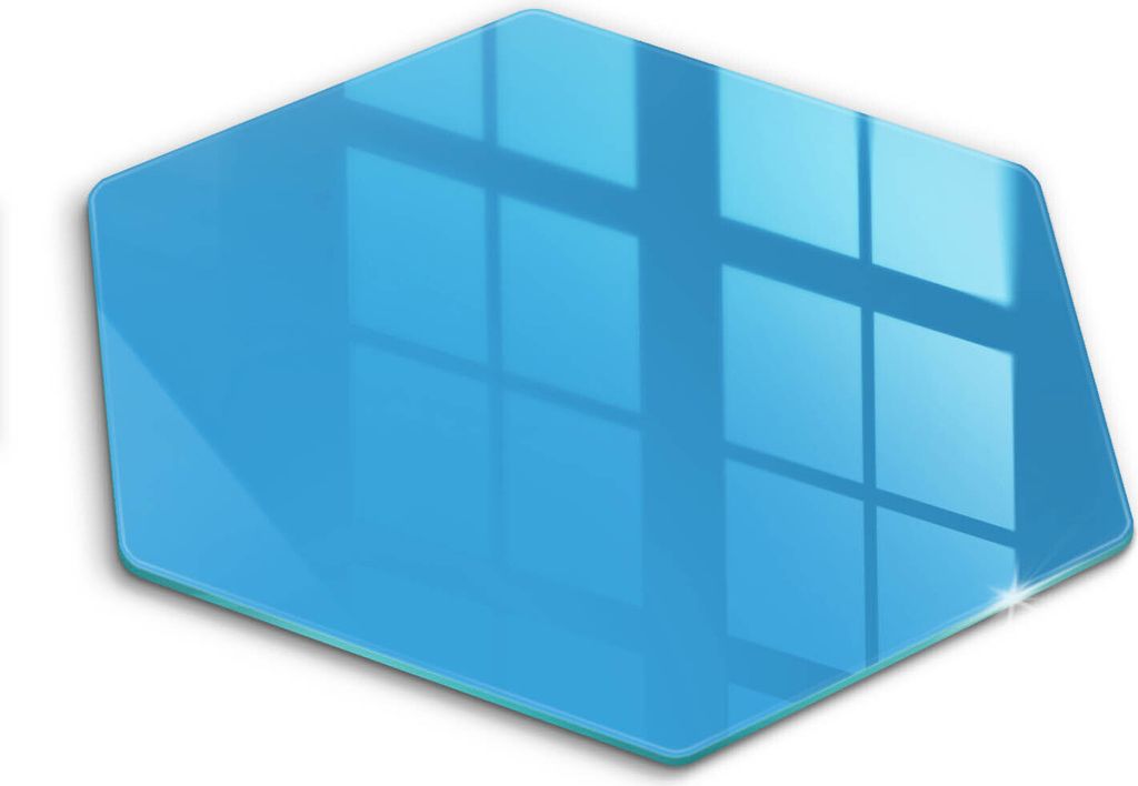 Glasschneideplatte - Herdabdeckplatte - Hexagon 40 cm -Schneidebrett - Spritzschutz - Blaue Farbe