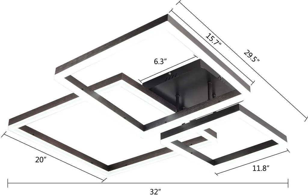Plafonnier LED Créatif à Intensité Variable - Lustre Moderne 3 Carrés - 10