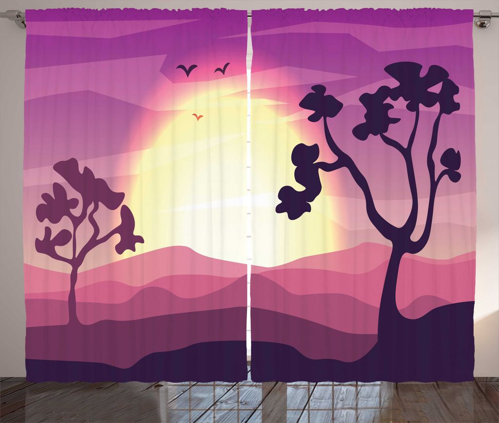 ABAKUHAUS Natur Rustikaler Vorhang, Gradient Landschaft, Wohnzimmer Universalband Gardinen mit Schlaufen und Haken, 280 x 175 cm, Pale Fuchsia Aube...
