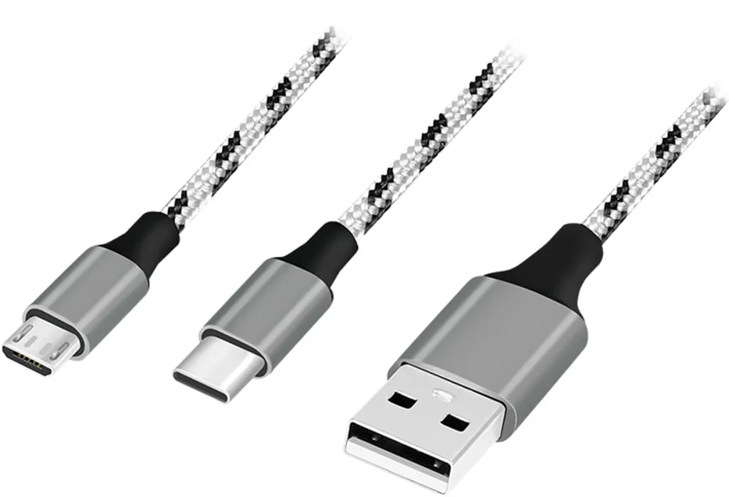 Cavo Auto LogiLink CU0202 2-in-1 USB C / Micro USB Grigio 1.2m