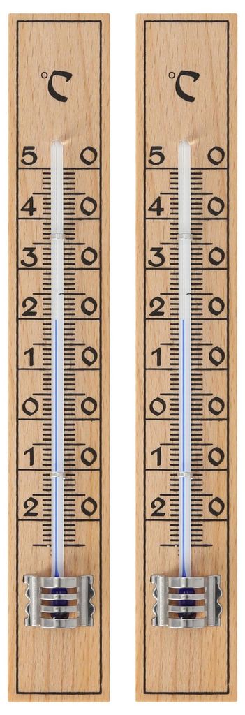 2 Stück Holz Außenthermometer Set -30°C bis 50°C Analog Produktbild 