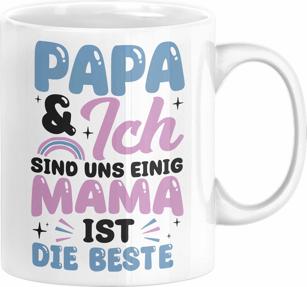 Mama Tasse Geschenk zum Muttertag Papa Und Ich Sind Uns Einig Mama Ist Die Beste (Weiß)