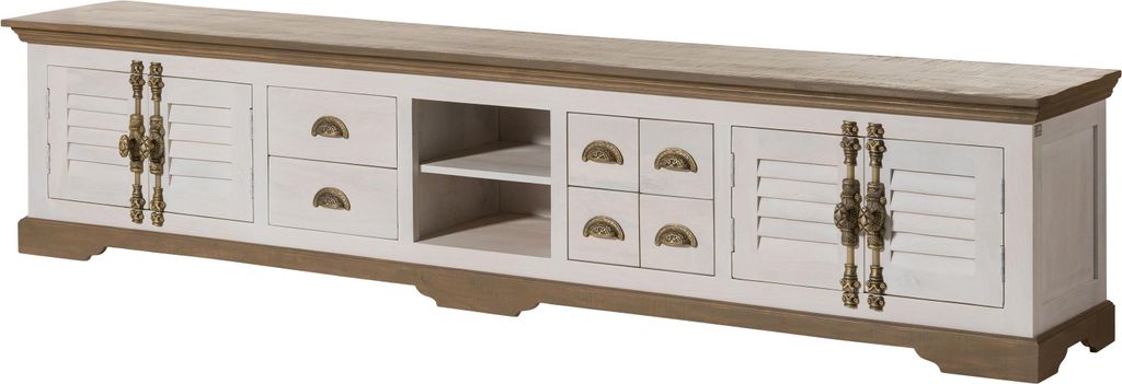 MASSIVMOEBEL24 TV-Board Mango 260x45x55 weiß lackiert TOULOUSE #118