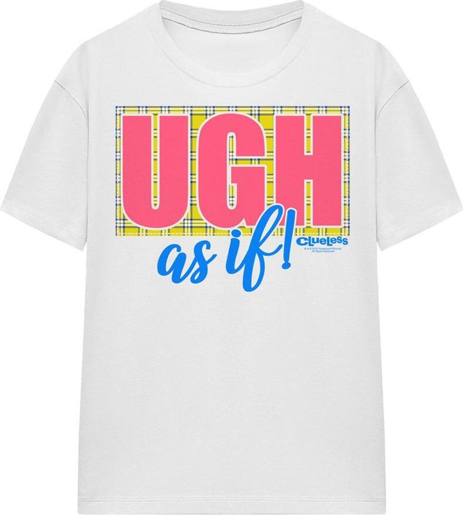 Clueless - "Ugh As If" T-Shirt für Herren/Damen Uni TV15552 (S) (Weiß)