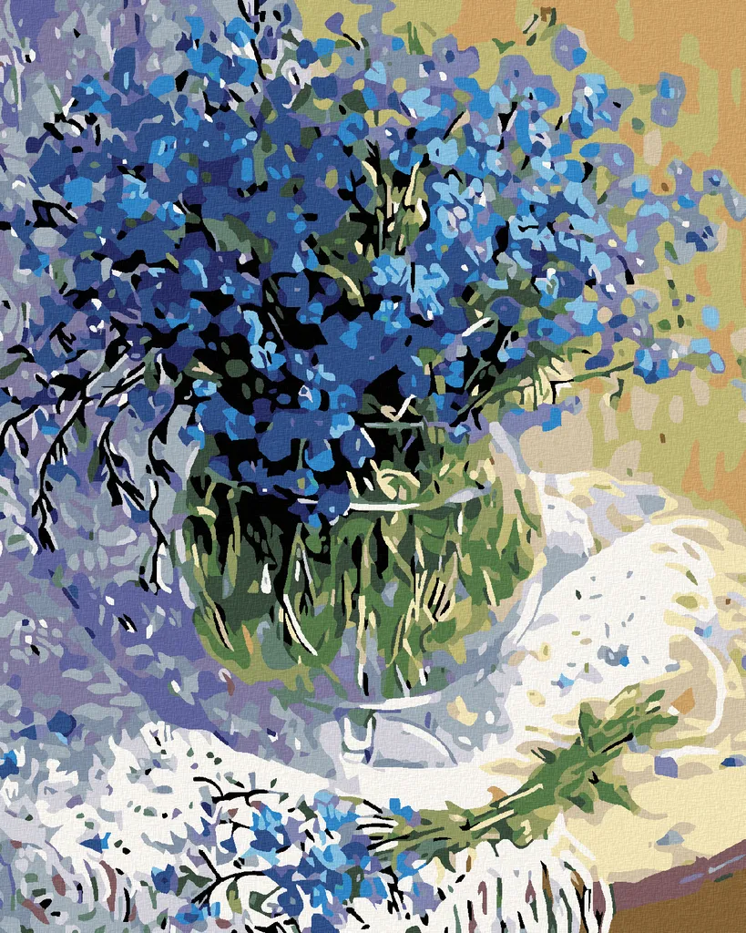 Quadro DIY Moderno Zuty Mazzo di Fiori Blu 40x50 cm con Telaio