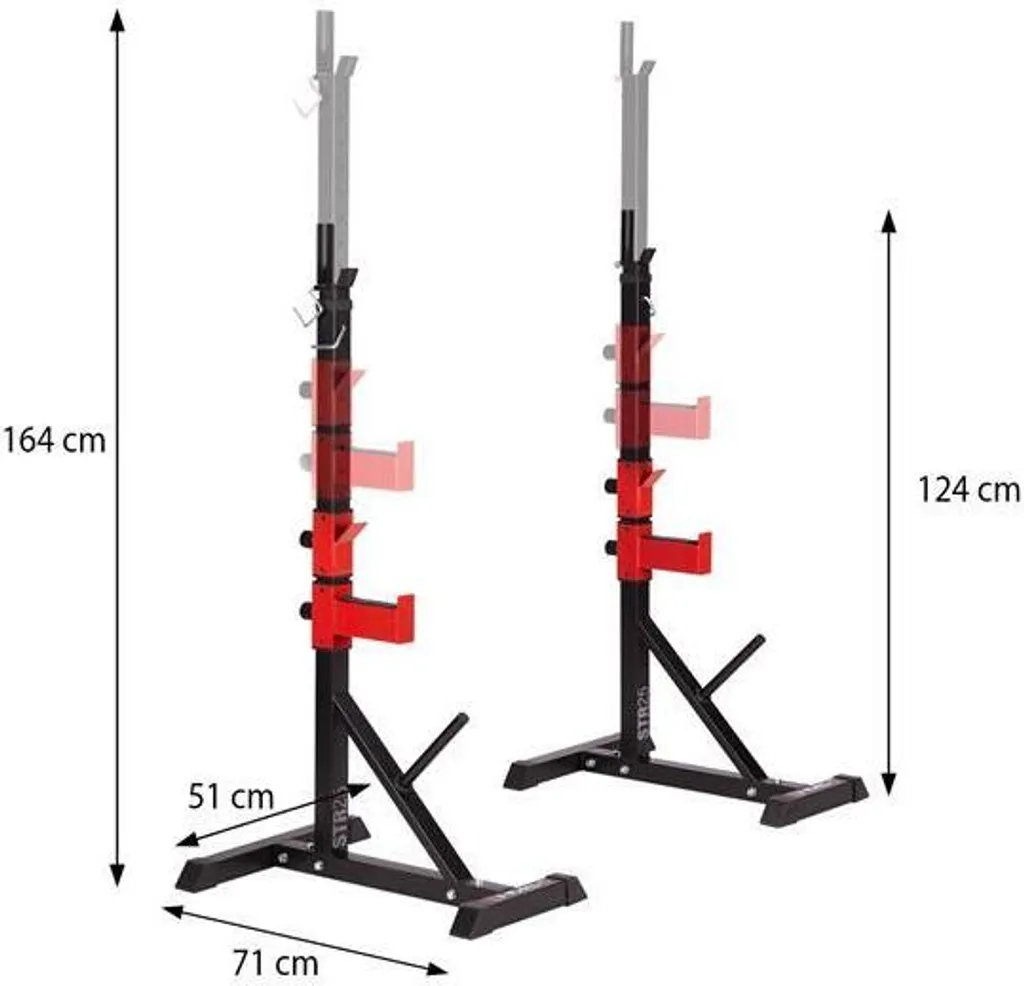 Support barre réglable HMS STR25 en acier avec hauteur modulable noire - 11