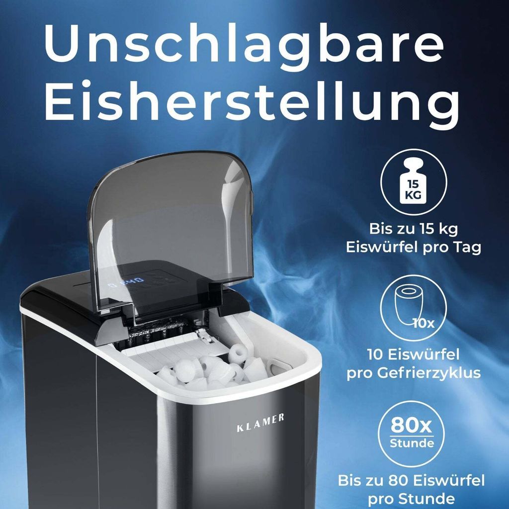 KLAMER Eiswürfelmaschine, 10 Eiswürfel in 7-9 Minuten, 15 Produktbild 4