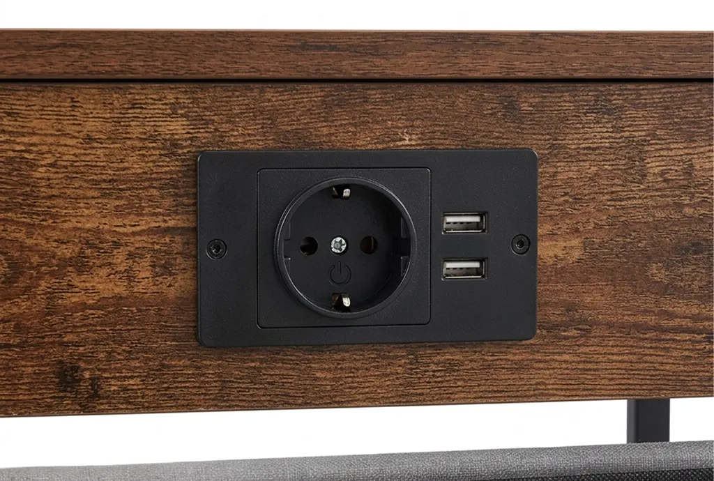 Table d'appoint Relaxdays avec station de recharge USB et prise secteur