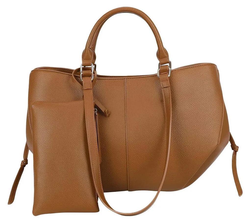 Grand sac à main cabas pour femme marron clair avec bourse intérieure