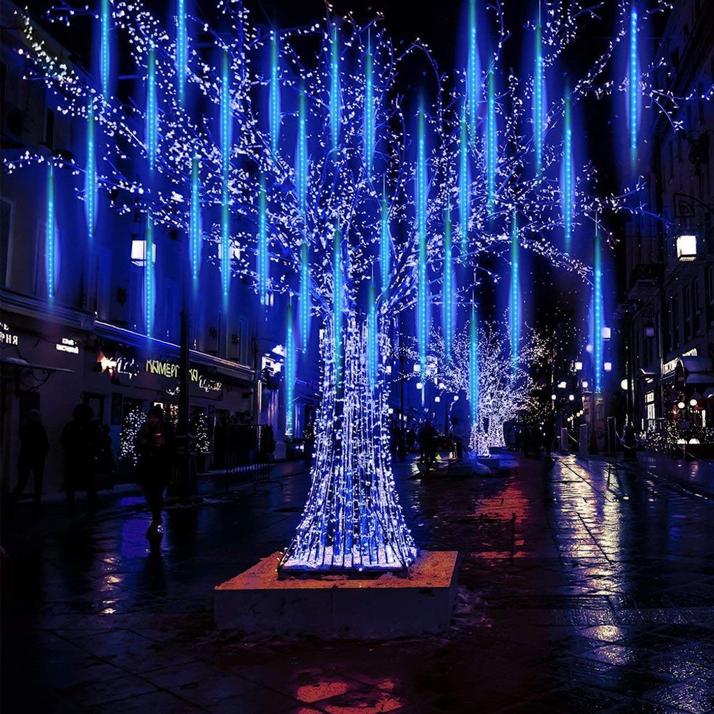 Weihnachten LED Meteorschauer Regen Lichterkette Schneefall Eiszapfen Außen Deko