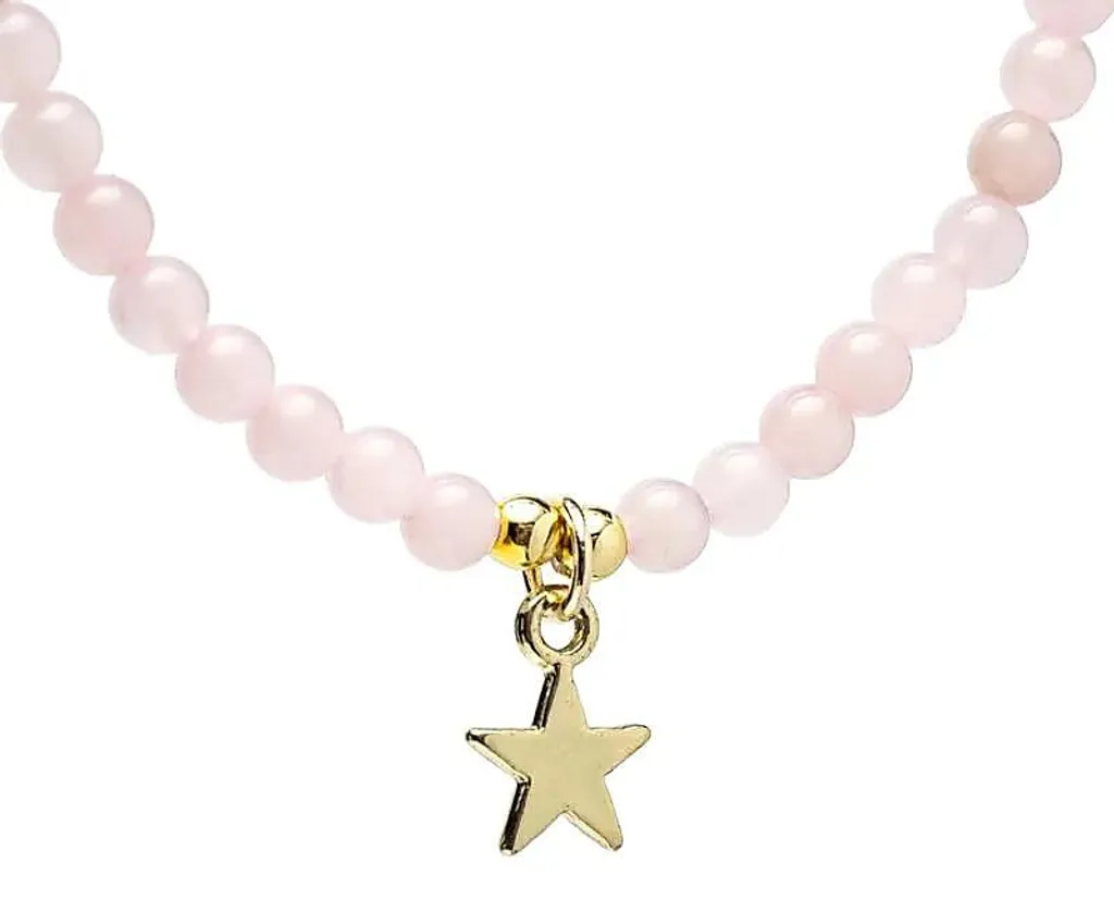 Collier ajustable quartz rose et pendentif étoile - Set duo de 37 cm