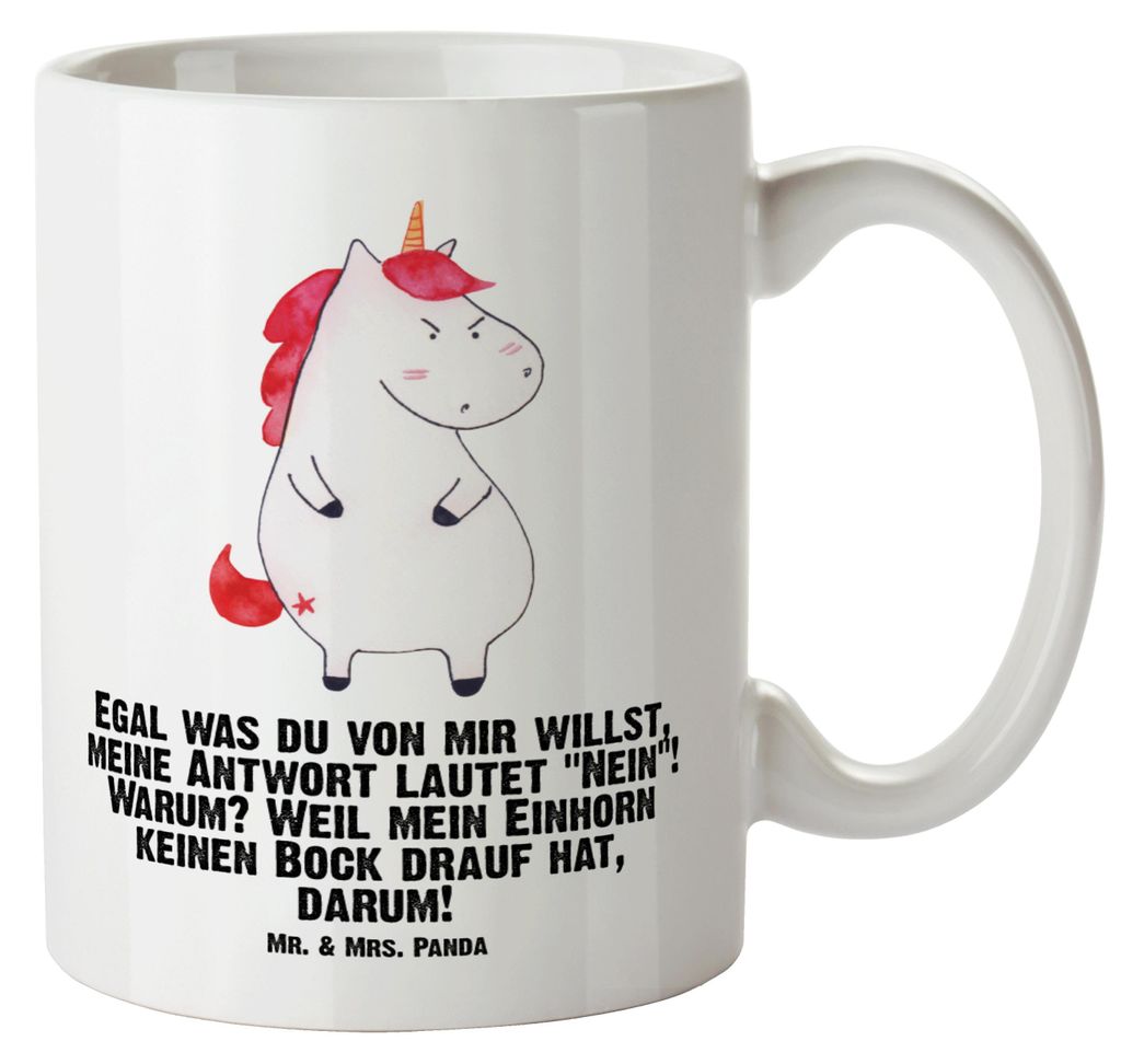 Mr. & Mrs. Panda Keramiktasse Einhorn Wut - Weiß - Geschenk, Lustig, Einhörner, Büro, Deko, Pott, Henkeltasse, jumbotasse, Unicorn, steingut tas...