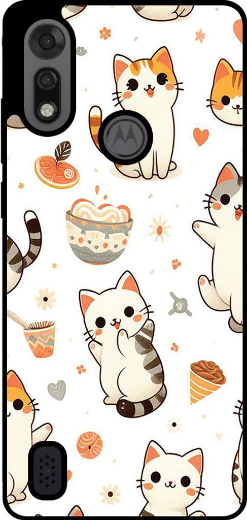 Smartphonica Handytasche Passend für Motorola Moto E6i / E6s 2020 mit Katzenaufdruck - TPU Rückendeckung Fall Katze Design