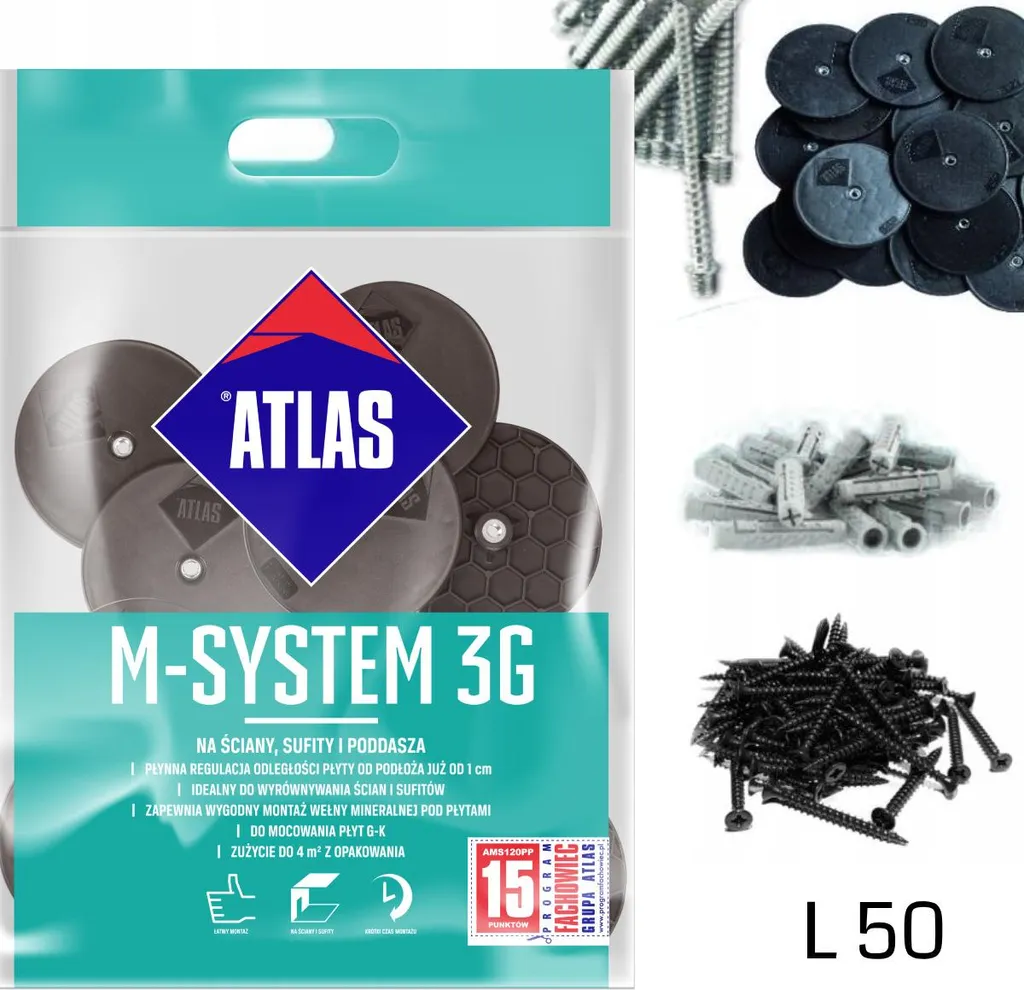 Plot de fixation réglable ATLAS M-SYSTEM 3G L50PP sans rail BA13
