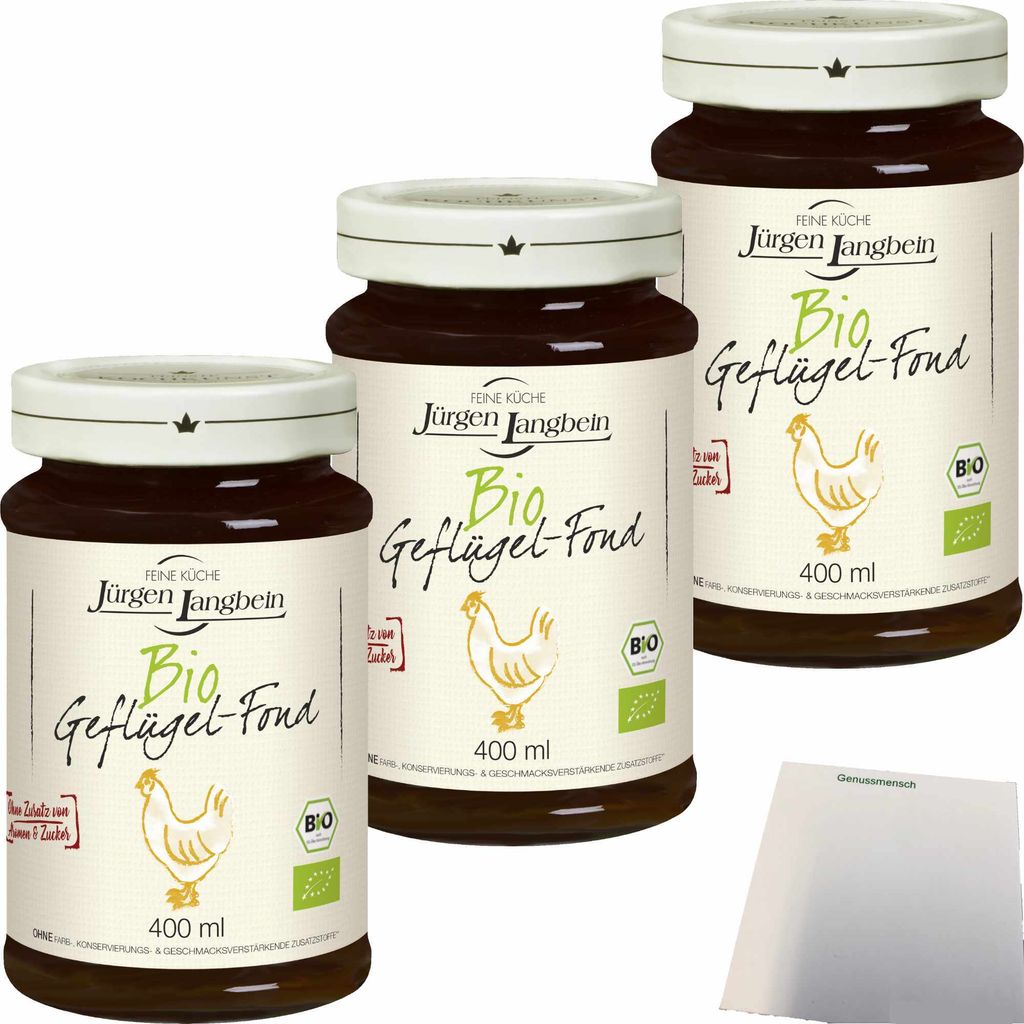 Jürgen Langbein Geflügel-Fond 3er Pack (3x400ml Glas) + usy Block