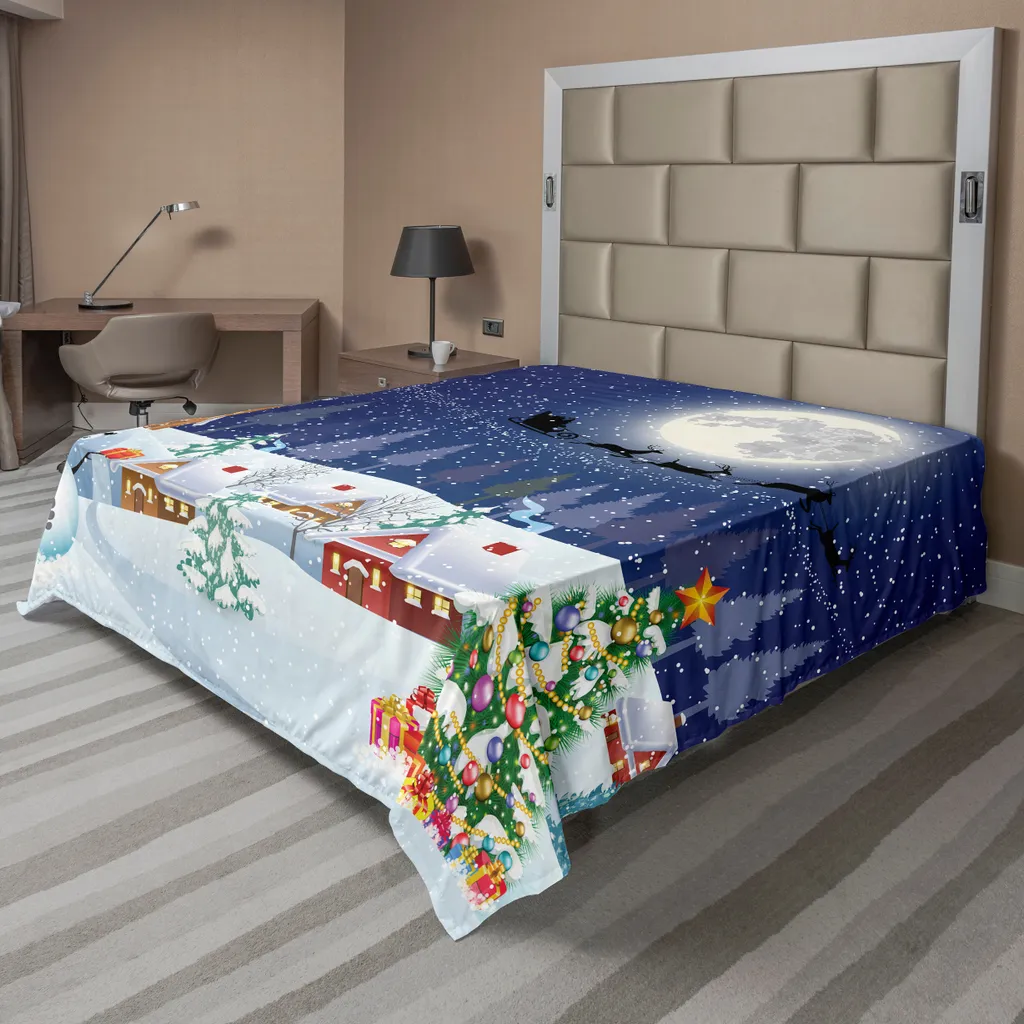 Drap de dessus de Noël ABAKUHAUS 275x260 cm - Thème Bonhomme de Neige