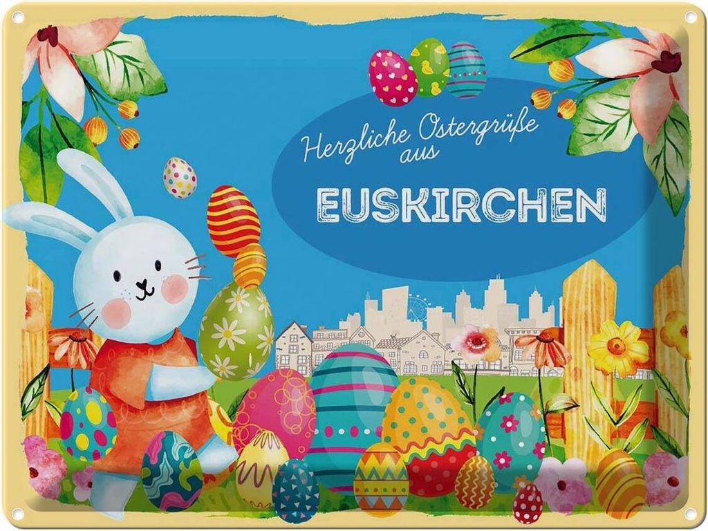 vianmo Blechschild 30x40 cm Ostern Ostergrüße EUSKIRCHEN Gruß