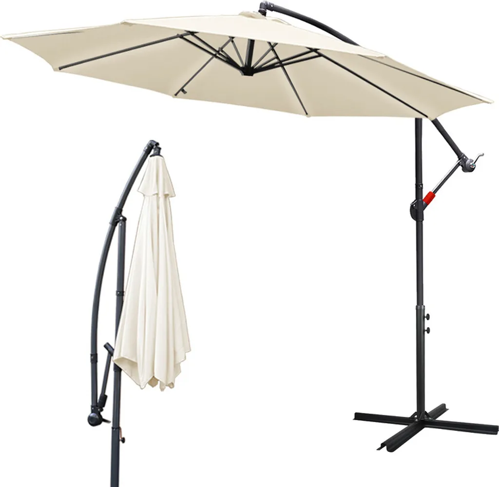 SWANEW 3,5 m Ombrellone UV40+ Camping Pendulum Ombrello Padiglione Giardino -Beige