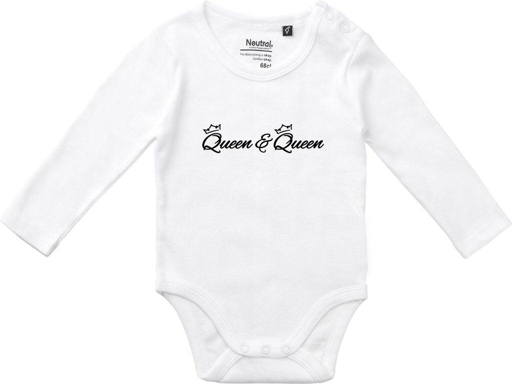 Huuraa Baby Body Queen & Queen Krone 62 White Baumwolle Fairtrade Langarmbody Geschenkidee