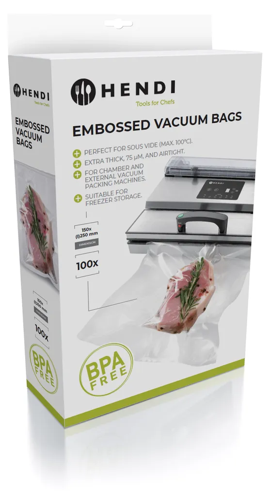 Sacs sous vide pour cuisson basse température HENDI gaufrés 20x30cm