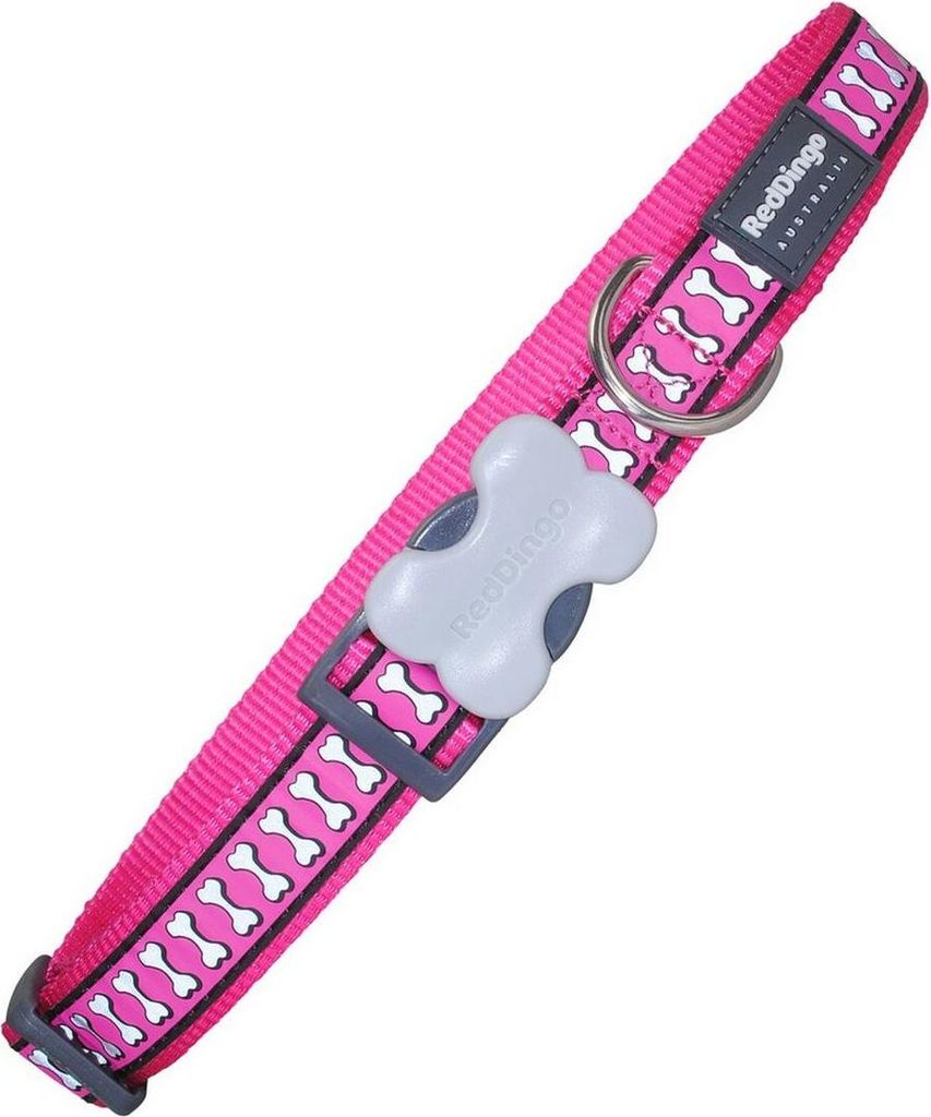 Hundehalsband Red Dingo Knochen Reflektierend 41-63 cm Pink
