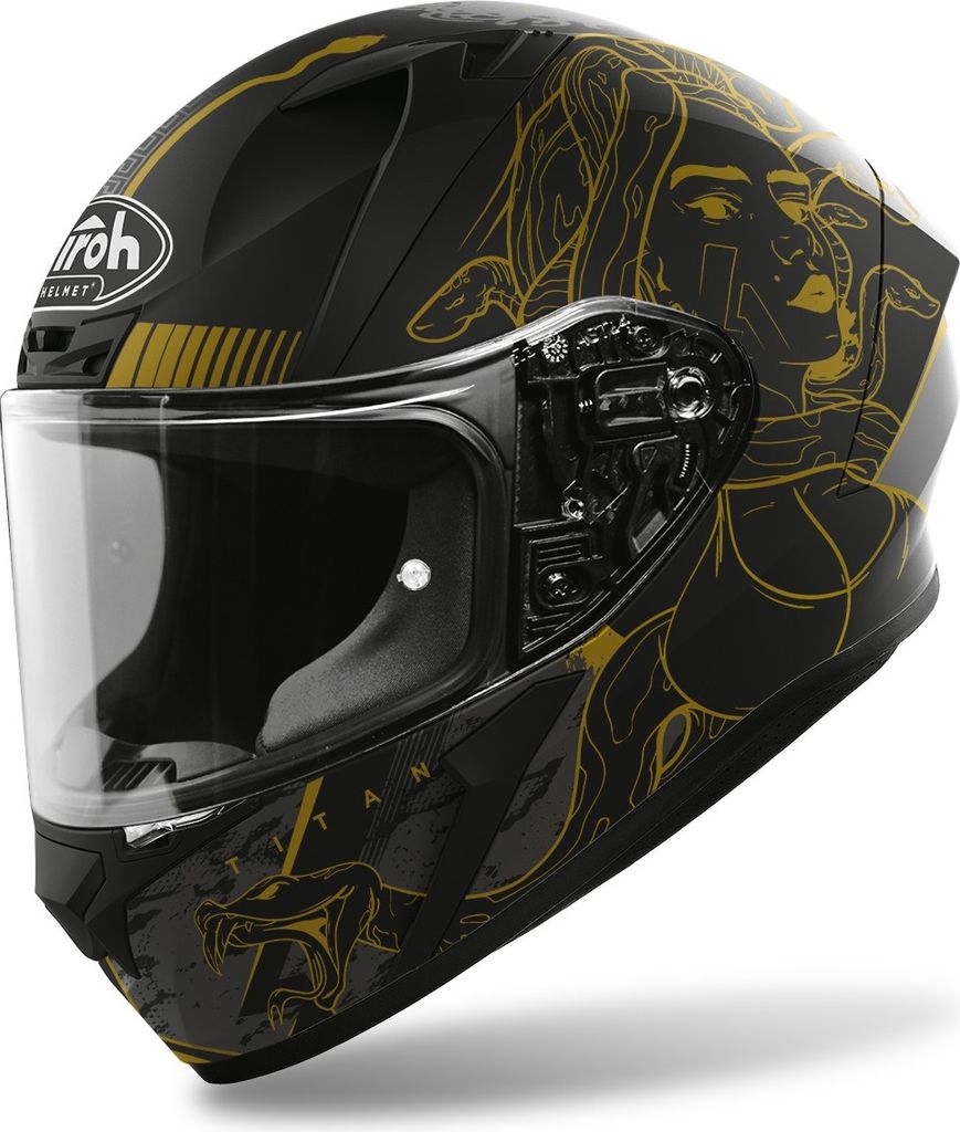 Integralhelm Crosshelm Schutzhelm Quad AIROH Valor Titan Schwarz Gold Größe XL