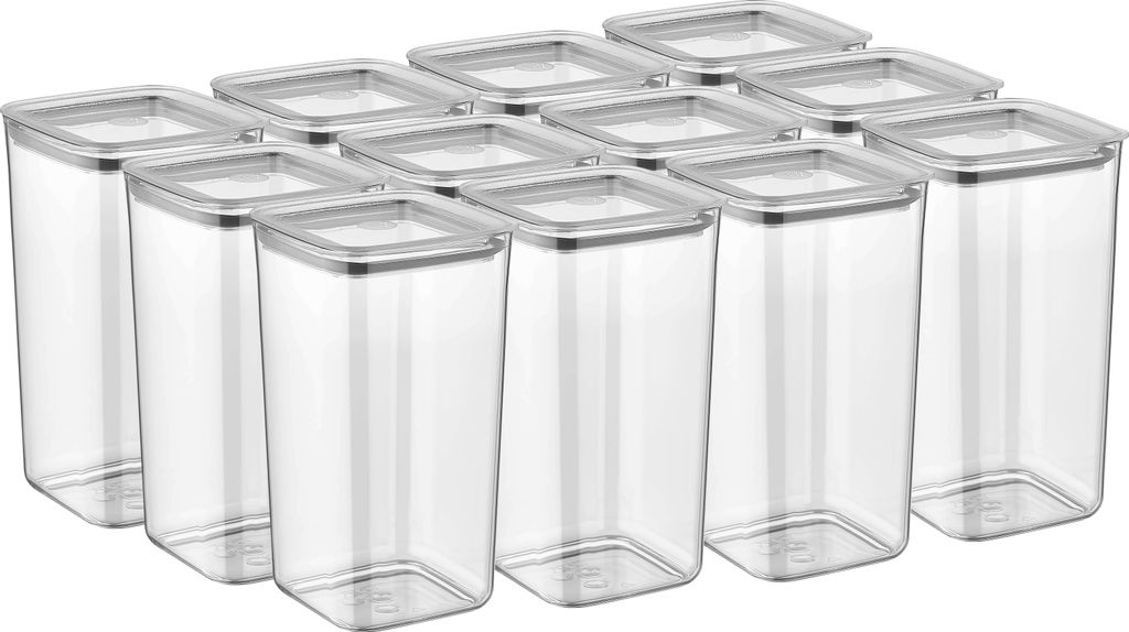 Vorratsdosen mit Deckel, BPA-frei Kunststoff, 12-tlg, 12x1,2L