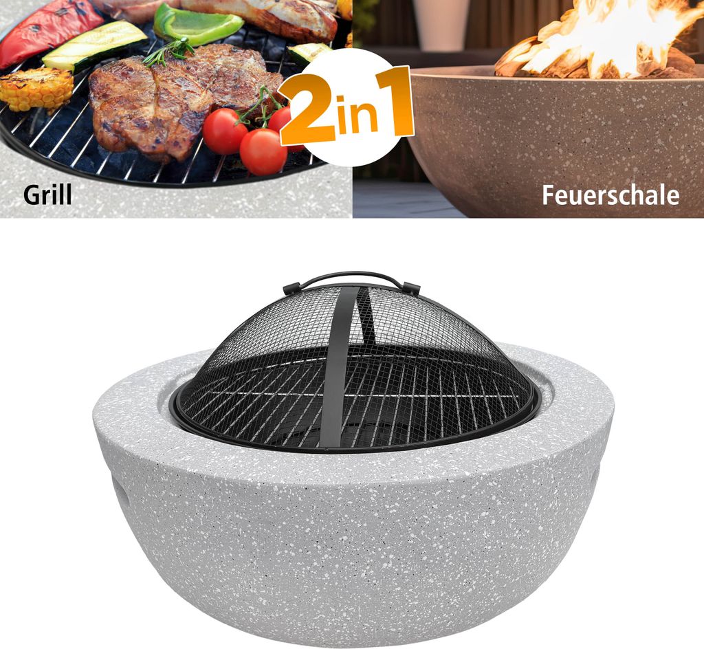 Feuerschale 2-in-1 in Granit-Optik | ca. Ø 60 cm | inkl. Produktbild 5