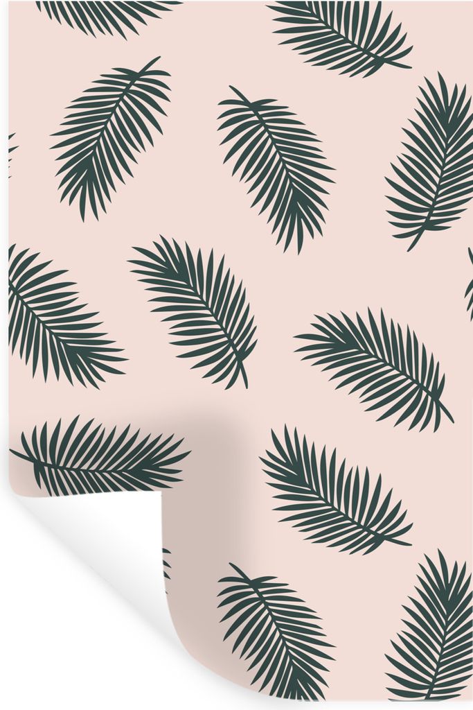 MuchoWow Wandtattoo Wandsticker Wandaufkleber Sommer - Palmwedel - Rosa 40x60 cm Selbstklebend und Repositionierbar - Wierderverwendbar - Selbstk...