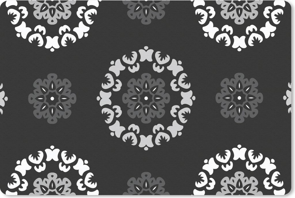 MuchoWow Schreibtischunterlage Mandala - Muster - Schwarz und Weiß 60x40 cm - XXL Mauspad - Großes Mauspad