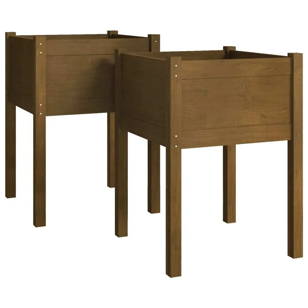 Jardinière bois durable marron miel 50x50x70 cm : Lot de 2 bacs vidaXL