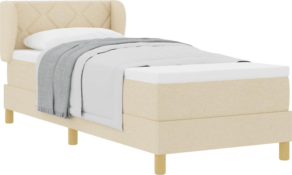 vidaXL Boxspringbett mit Matratze mit Kopfteil Creme 80 x 200 cm Stoff