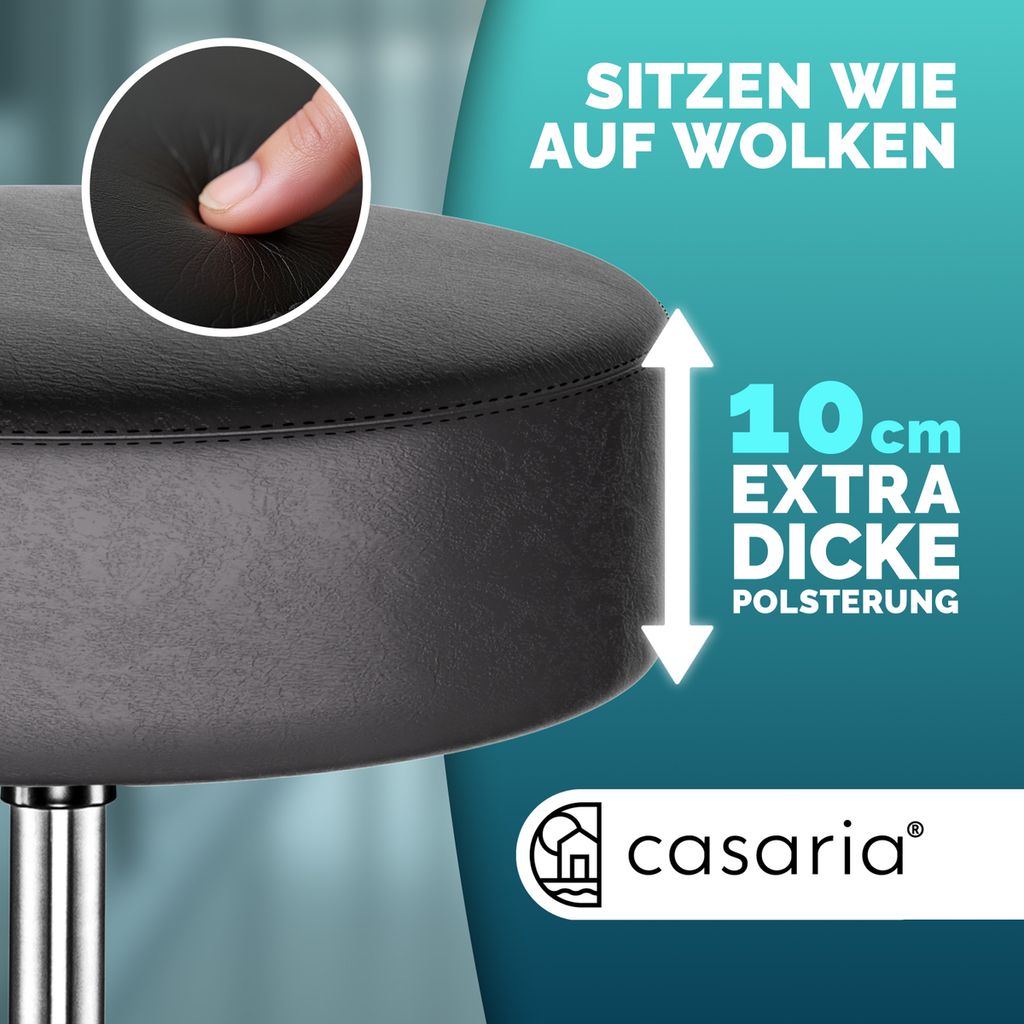Taburetka na kolieskach BONY, Ø35cm, čierna Obrázok produktu 3