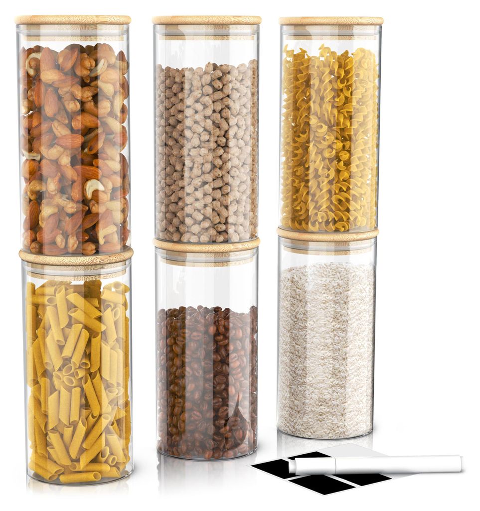 Arendo Vorratsgläser, Glasbehälter-Set 6x 1,5L Borosilikat, Produktbild 