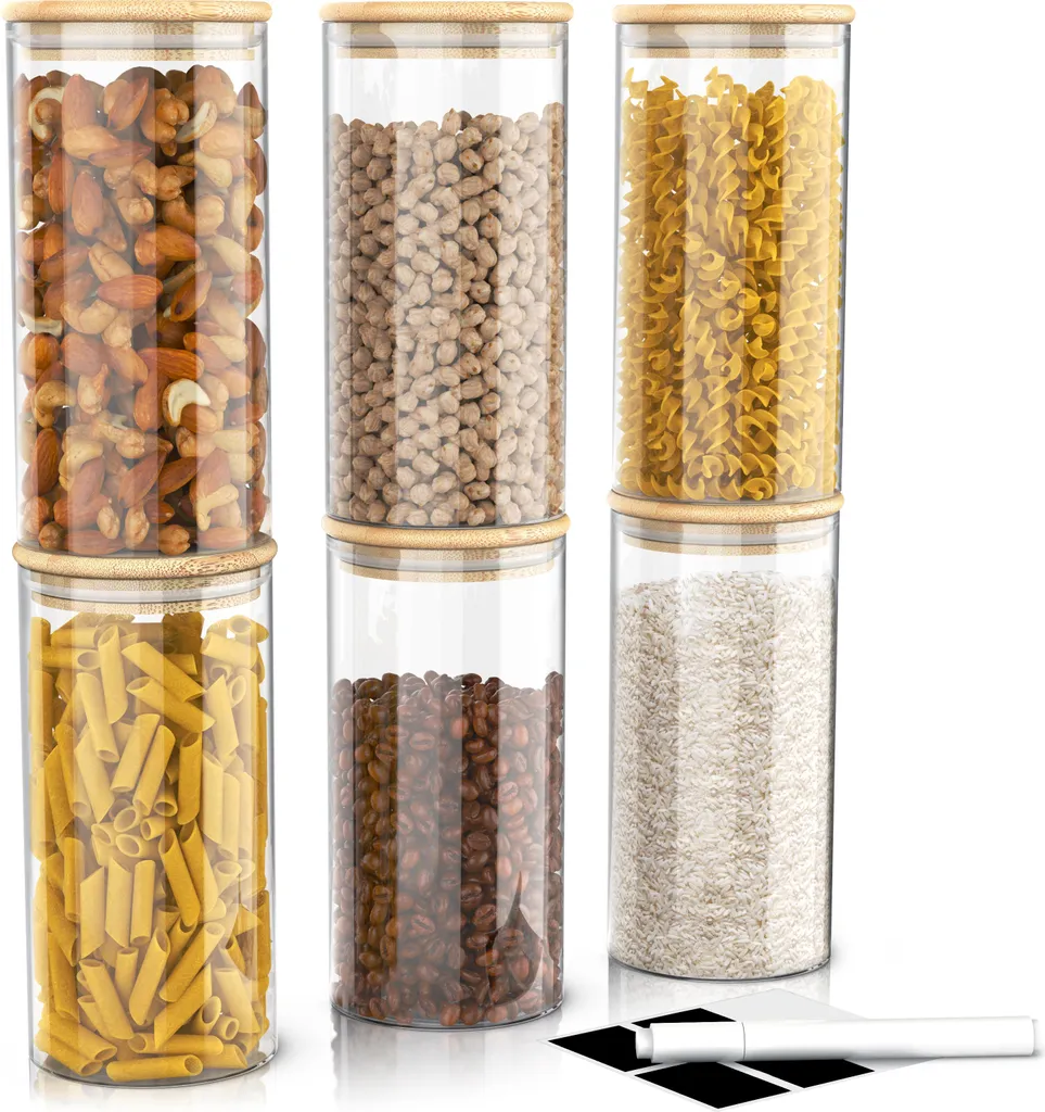 Set 6 Contenitori Vetro Arendo 1,5L Ermetici per Cucina Moderna