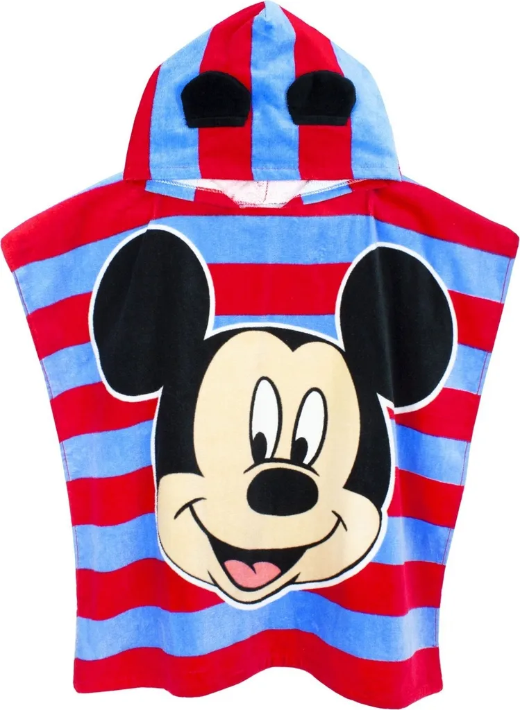 Serviette Capuche Disney pour Piscine et Plage Enfant Bleu Oreilles 3D